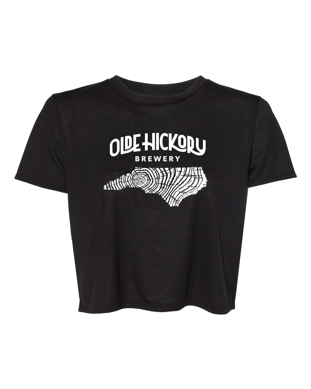 Olde Hickory Brewery Woodgrain Women's Flowy Crop Tee (click for more colors)