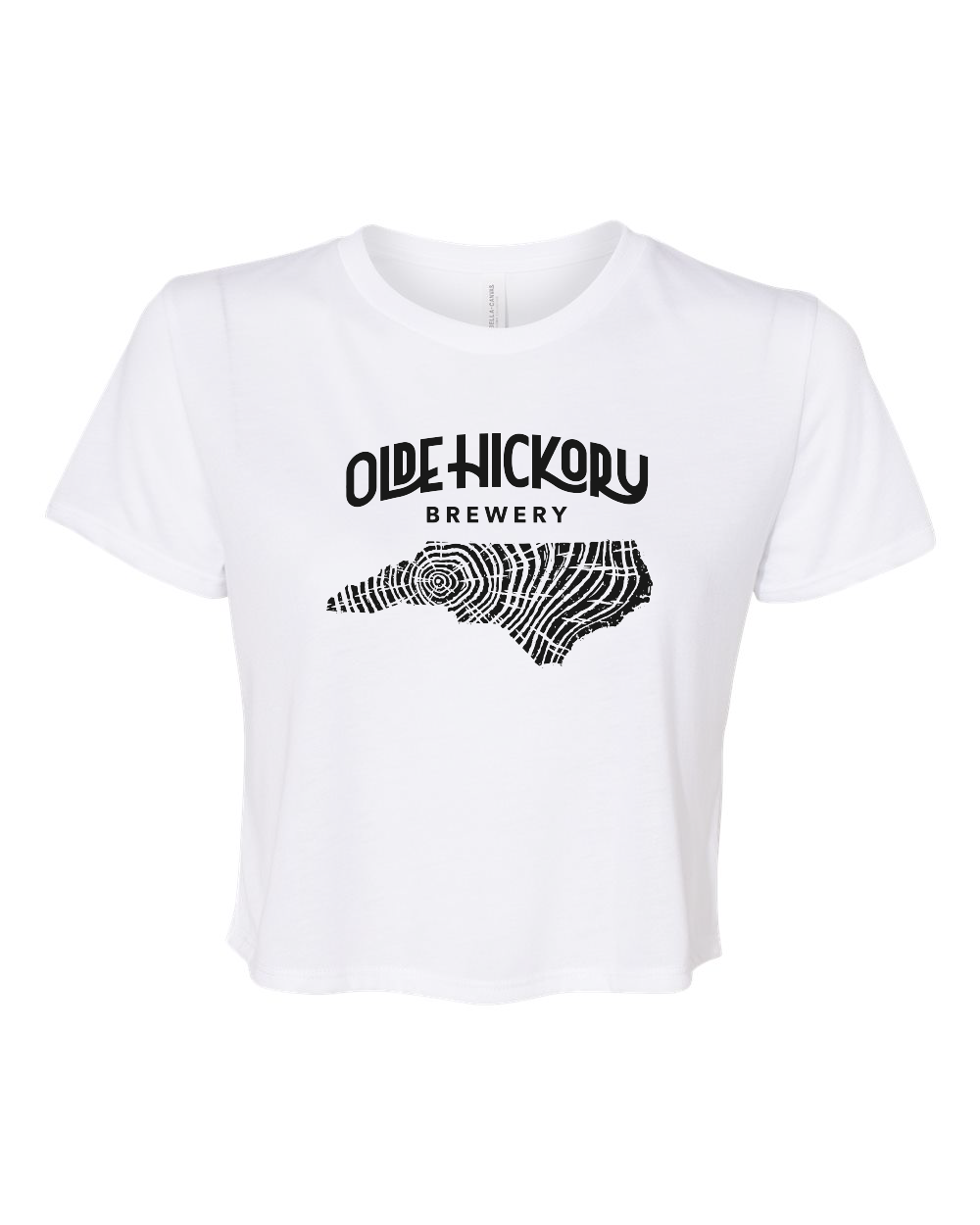 Olde Hickory Brewery Woodgrain Women's Flowy Crop Tee (click for more colors)
